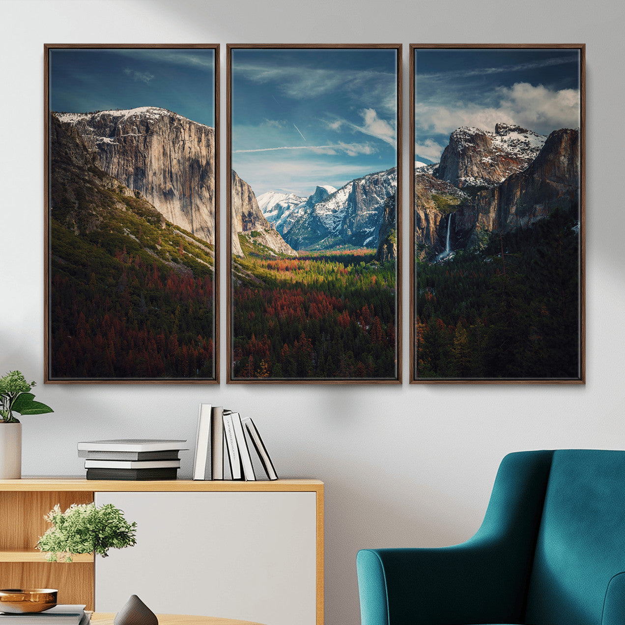 15244033-MGV-CV-36X24 - Yosemite National Park Wall Art – Framed Mountain Landscape El Capitan Canvas Print Scenic Decor for Home, Office Decor