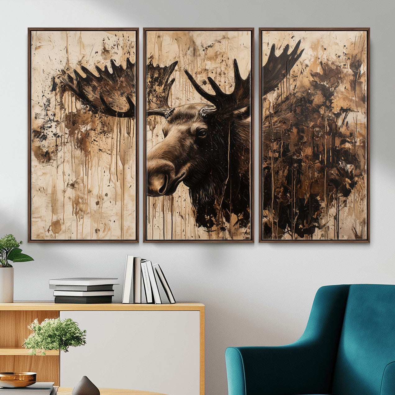 83505059-MGV-CV-36X24 - Moose Canvas Wall Art — Rustic Wildlife Painting Print | Cabin Lodge Decor | Large Animal Wall Art | Moose Gift for Him | Man Cave Art