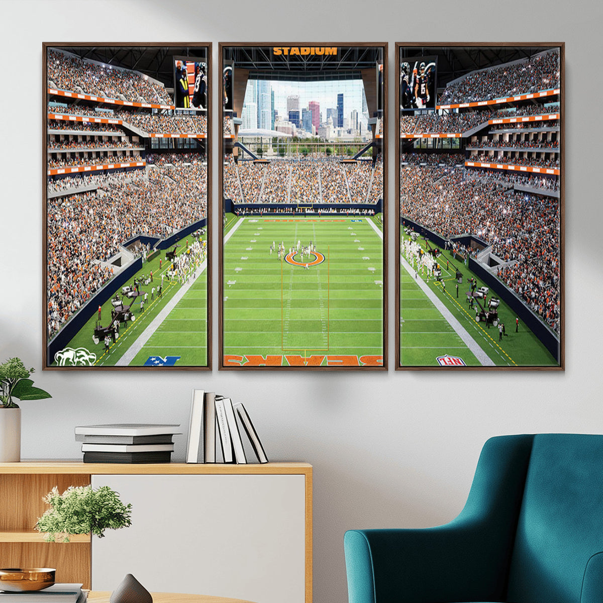 76935553-PAN-FL-20X10 - Chicago Bears Soldiers Field Wall Art Canvas Print, Home Office Wall Decor
