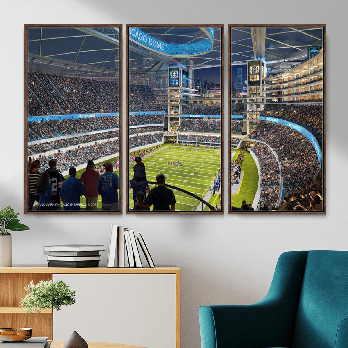 41816511-MGV-CV-36X24 - Chicago Dome Stadium Wall Art Canvas Print, Framed Modern Decor