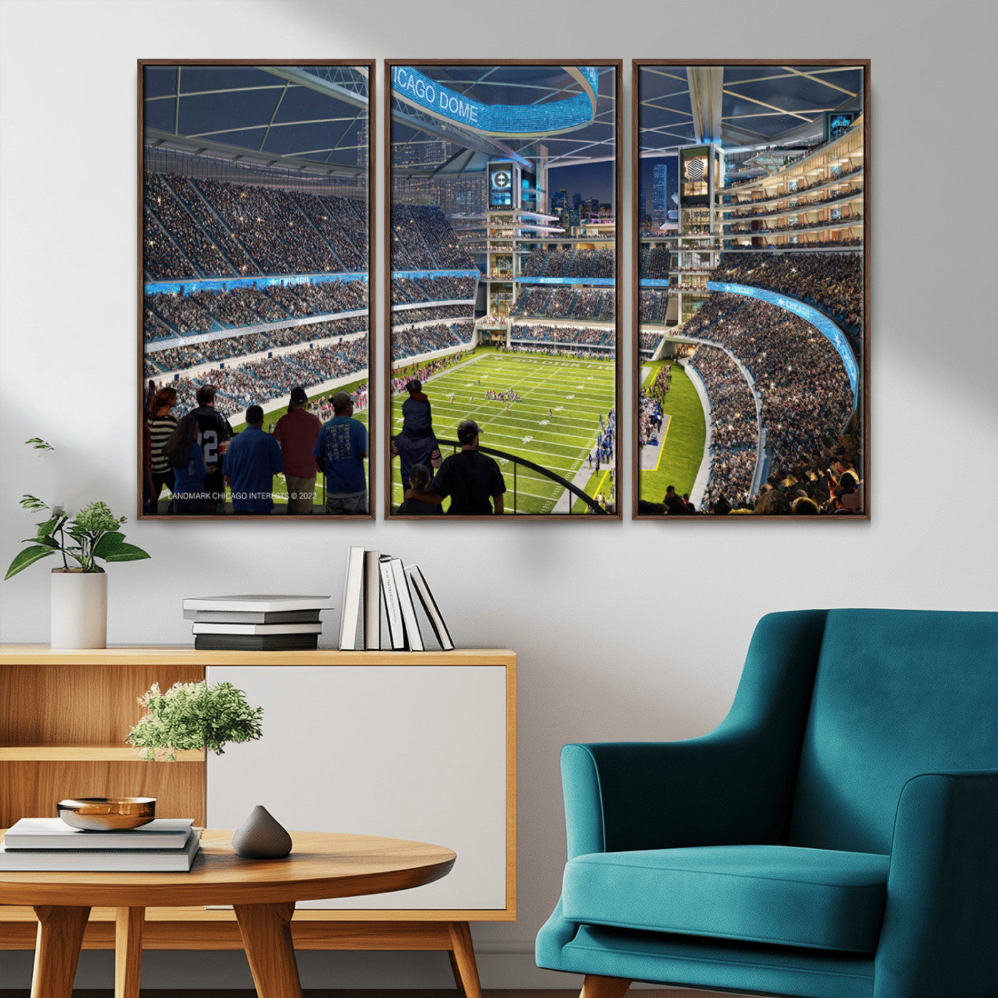 MGV-FC-48X32-3P - Chicago Bears Soldiers Field Wall Art Canvas Print – Framed Football Stadium Artwork for Sports