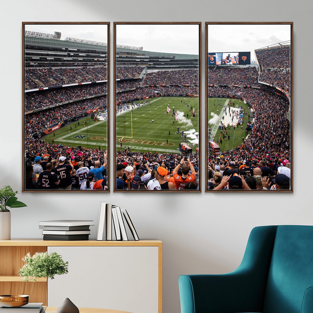 18347149-MGV-CV-36X24 - Chicago Bears Soldier Field Wall Art Canvas Print – Framed Football Stadium Artwork Team Spirit for home, office