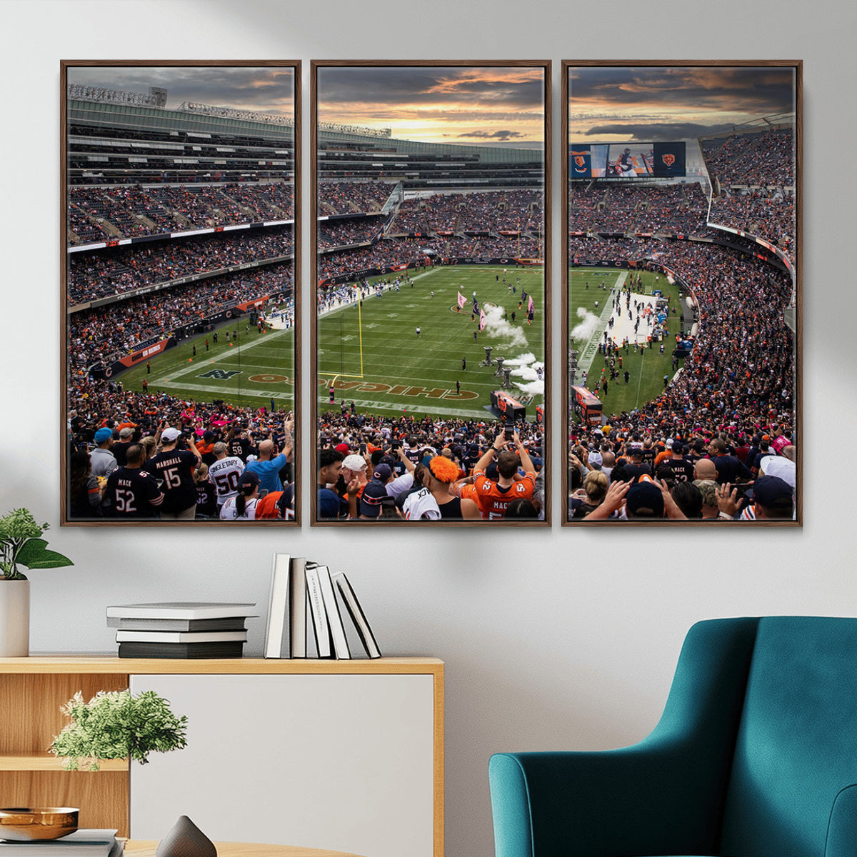 87578930-PAN-FL-20X10 - Chicago Bears Soldiers Field Wall Art Canvas Print, Home Bar Wall Decor