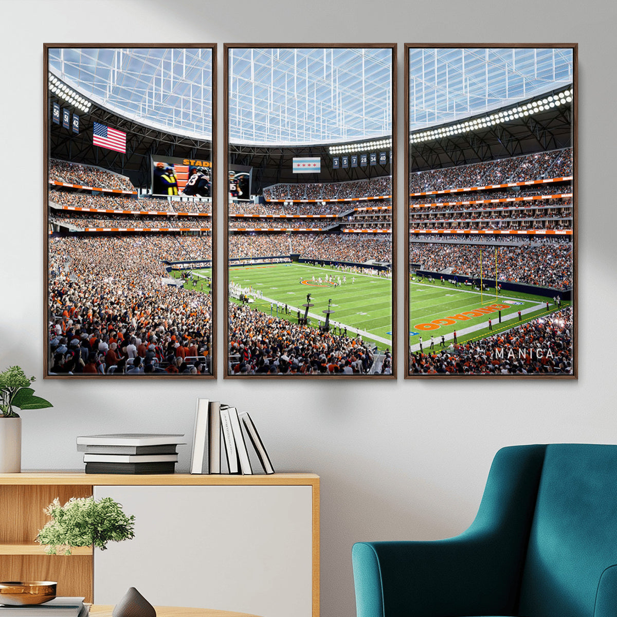 32530647-PAN-FL-20X10 - Chicago Bears Soldiers Field Wall Art Canvas Print, Framed and Ready to Hang