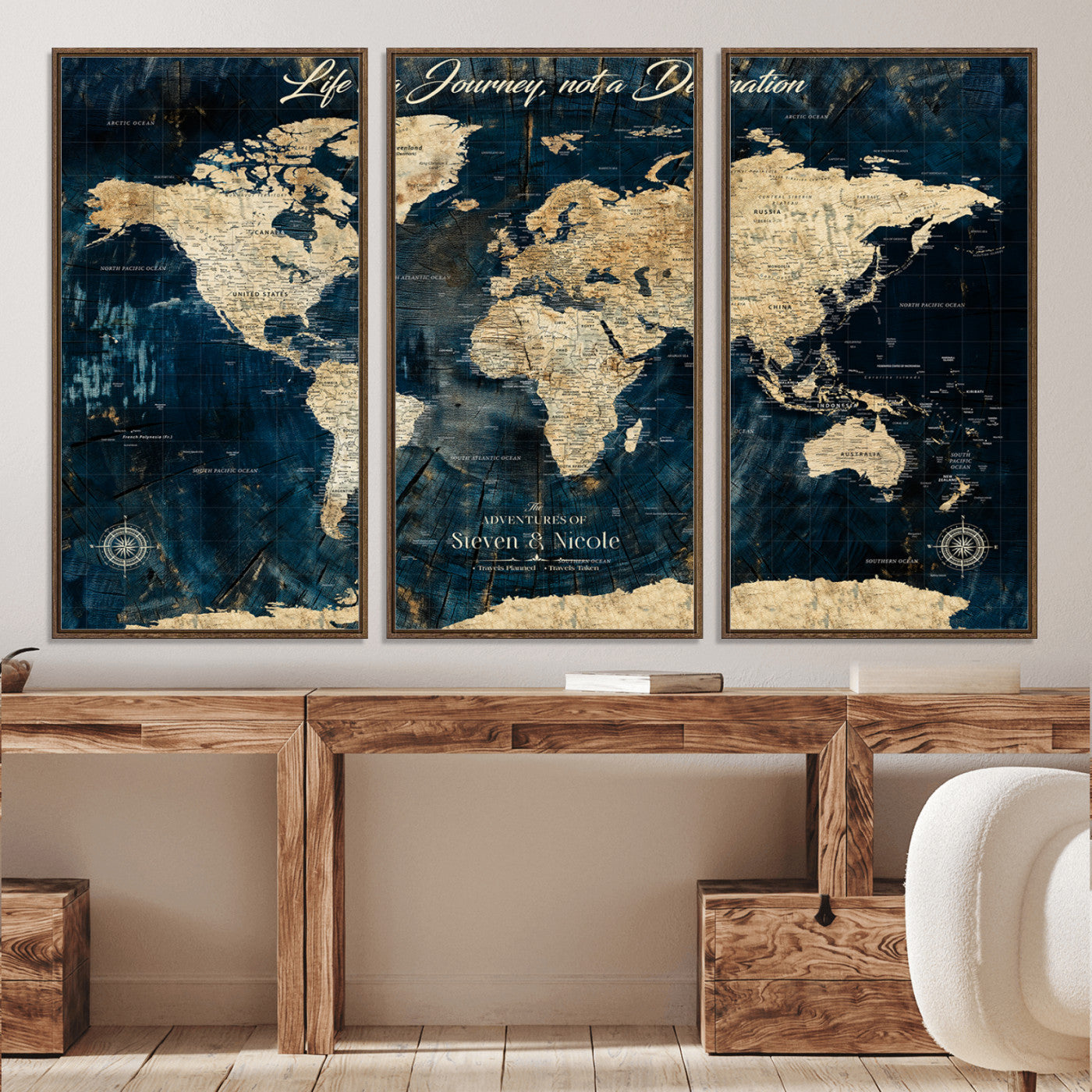 23551206-MGV-CV-36X24-Custom Push Pin World Map Wall Canvas Print – Personalized Travel Tracker with Pins – Framed Large Multi-Size Canvas for Home Office Decor