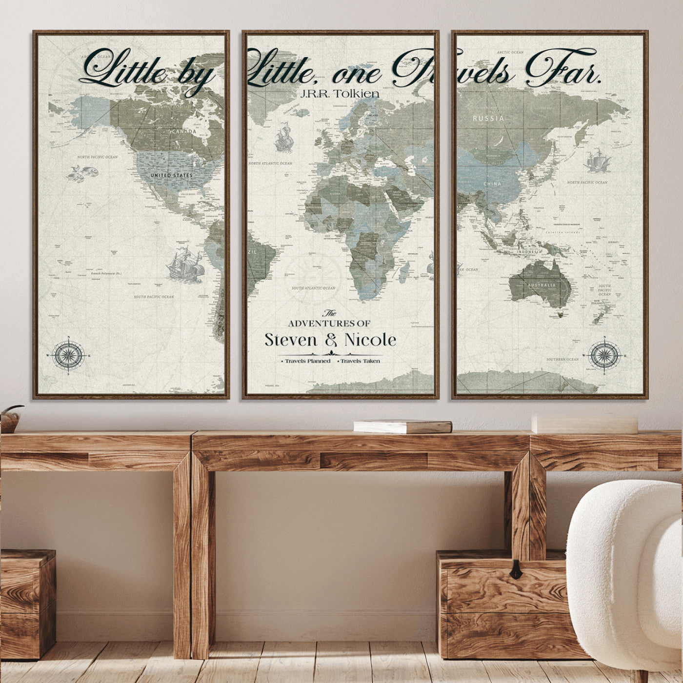 72081300-MGV-CV-36X24-Custom Push Pin World Map Wall Canvas Print – Personalized Travel Tracker with Pins – Framed Large Multi-Size Canvas for Home Office Decor