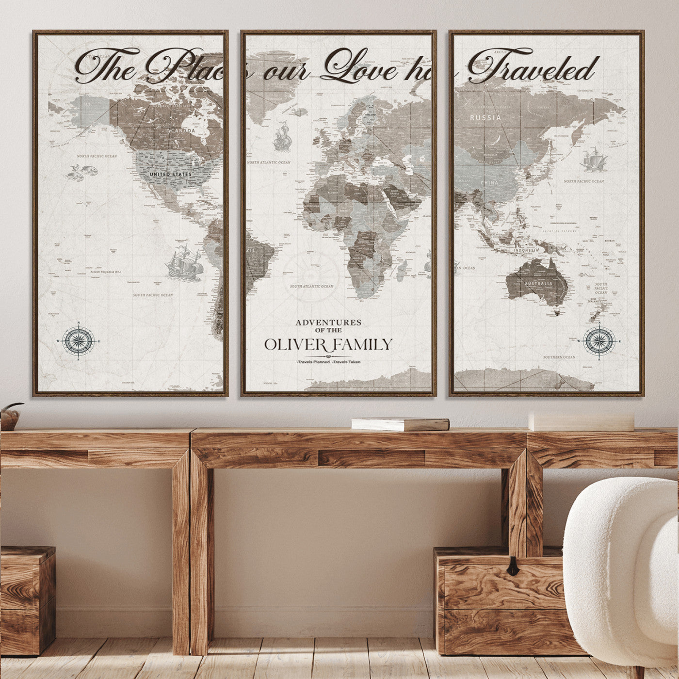 88245481-MGV-CV-36X24-Custom Push Pin World Map Wall Canvas Print – Personalized Travel Tracker with Pins – Framed Large Multi-Size Canvas for Home Office Decor