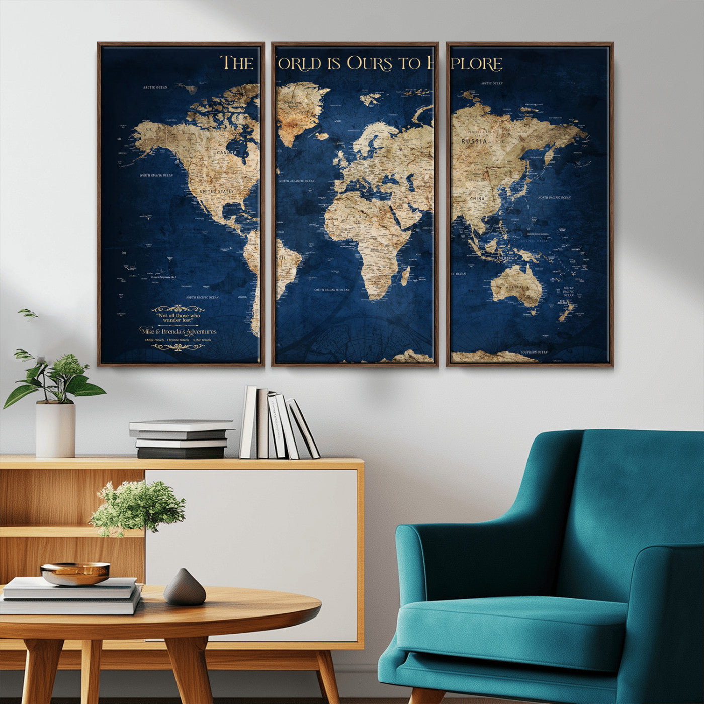 10181149-MGV-CV-36X24-Framed Push Pin World Travel Map – Canvas Wall Print of Where I’ve Been, Old-Style Adventure Map with Pins for Tracking Trips - H2-3