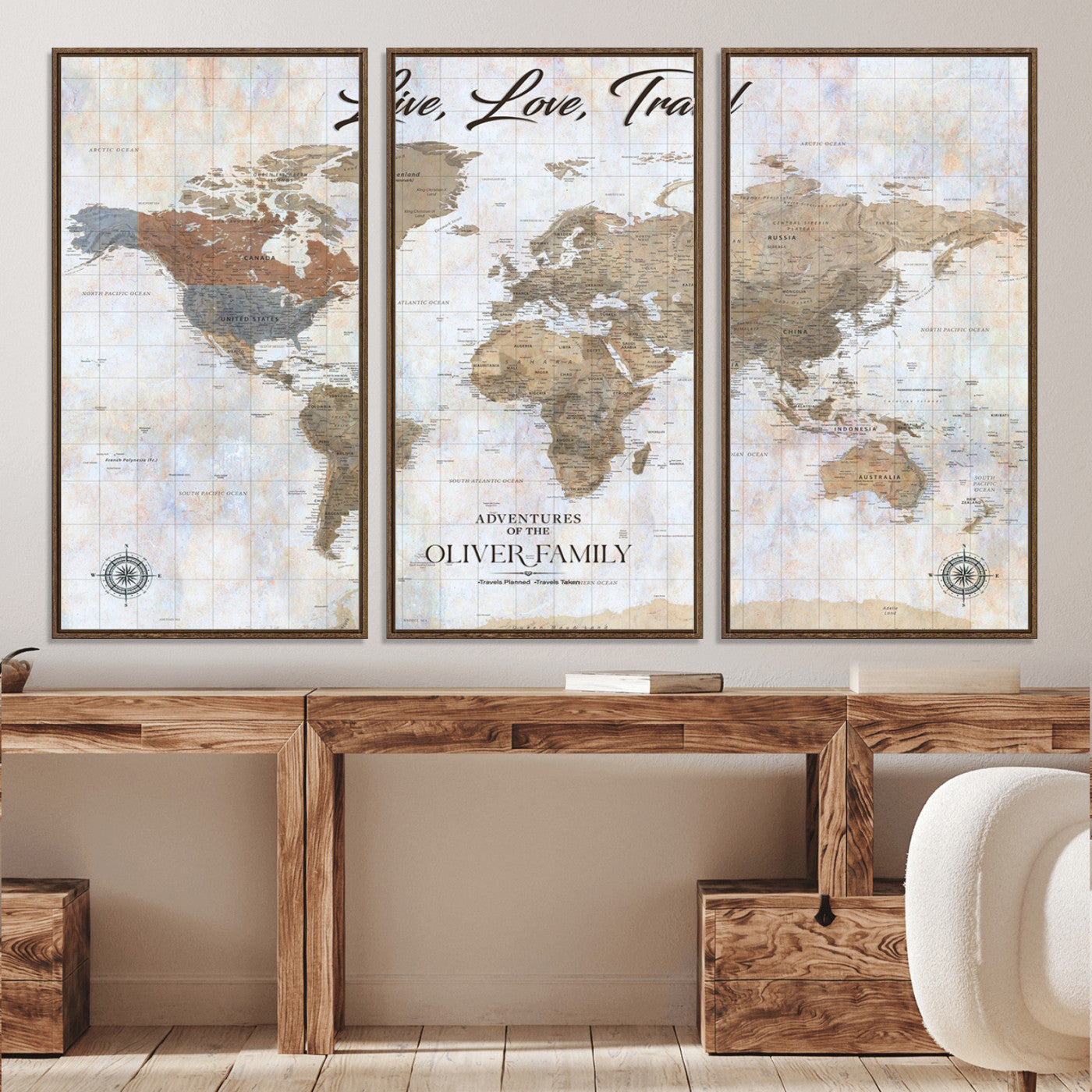 76256172-MGV-CV-36X24-Custom Push Pin World Map Wall Canvas Print – Personalized Travel Tracker with Pins – Framed Large Multi-Size Canvas for Home Office Decor