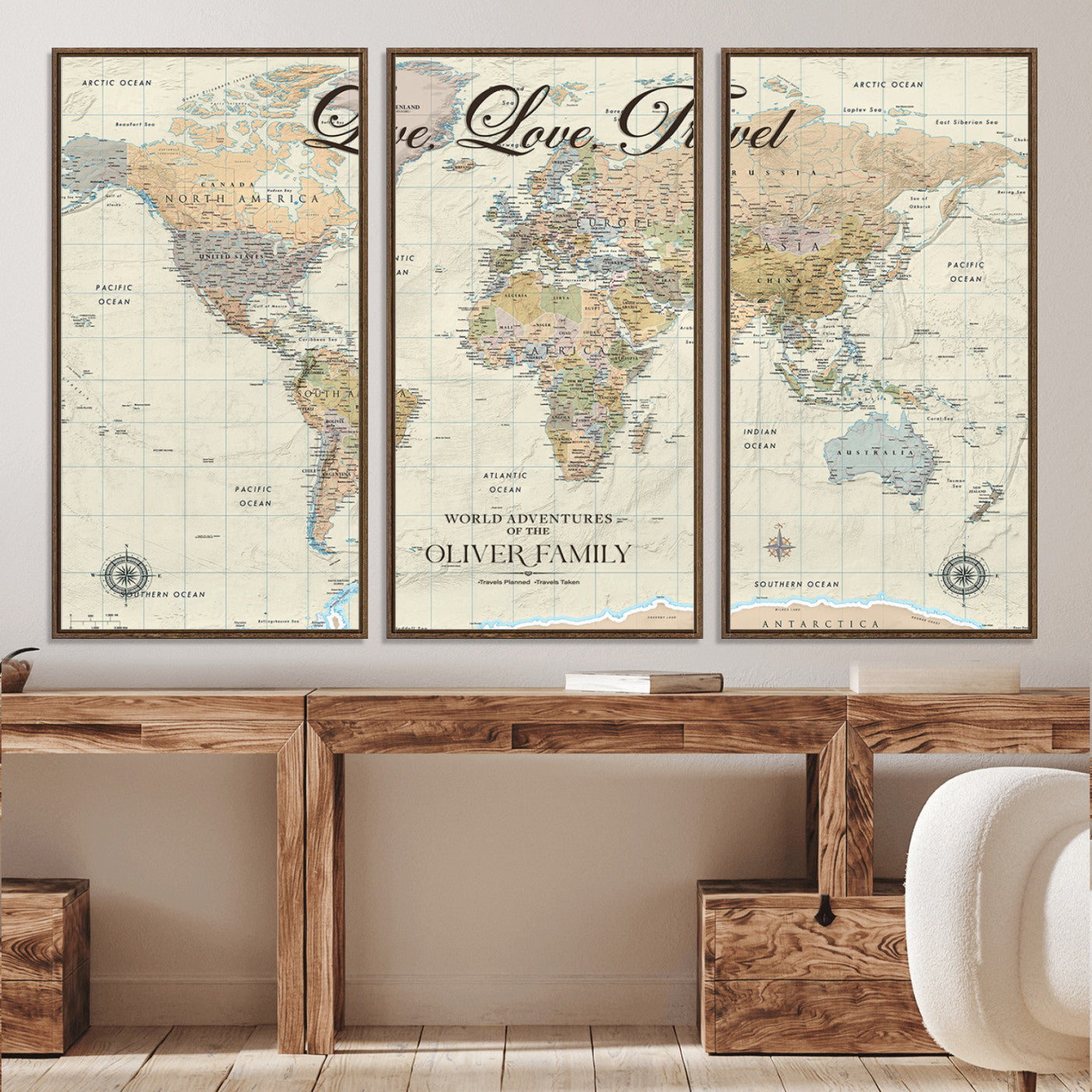 49563244-MGV-CV-36X24-Custom Push Pin World Map Wall Canvas Print – Personalized Travel Tracker with Pins – Framed Large Multi-Size Canvas for Home Office Decor