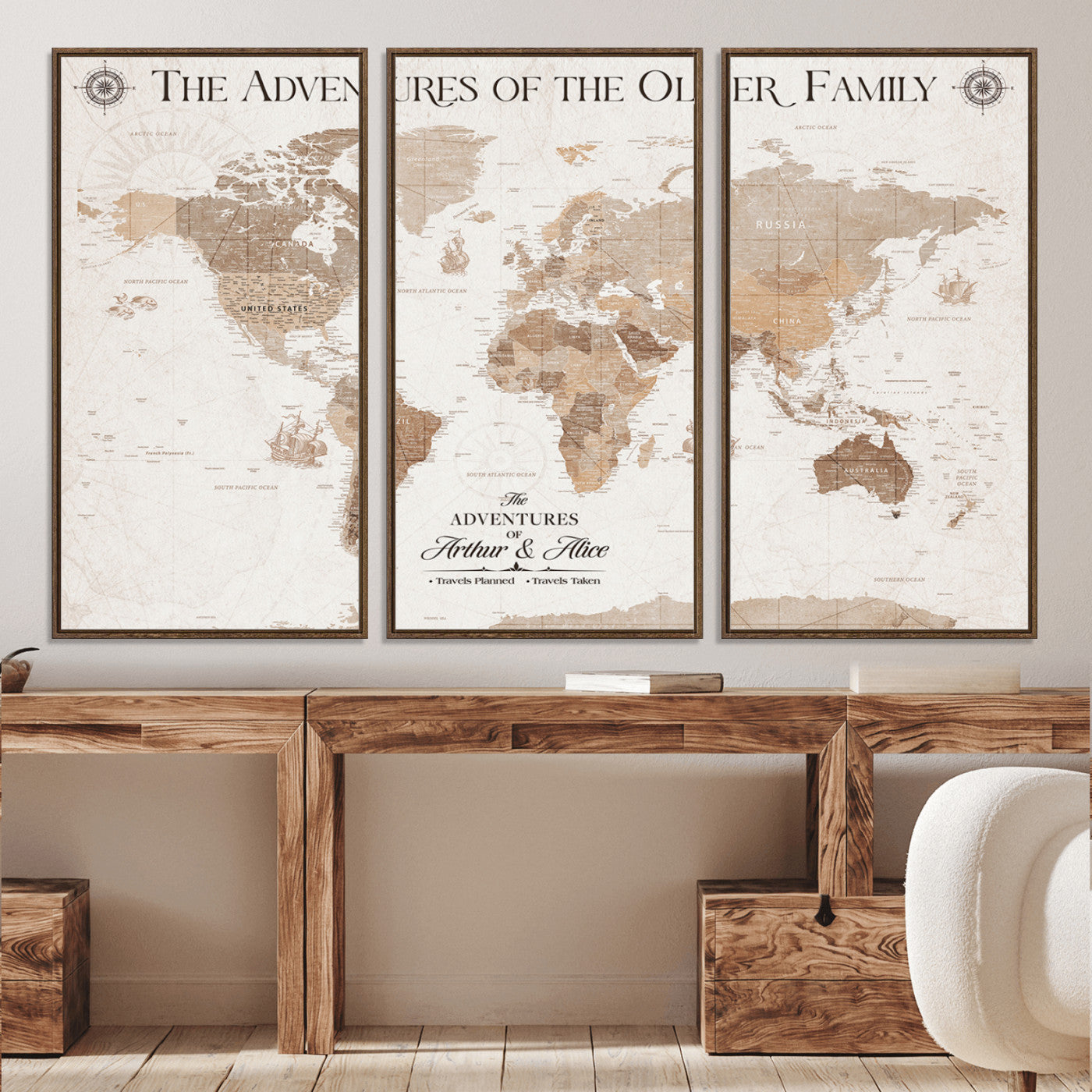 58395047-MGV-CV-36X24-Personalized Framed World Map Canvas Wall Art Print – Custom Push Pin Travel Tracker Lover - Custom World Map on Canvas