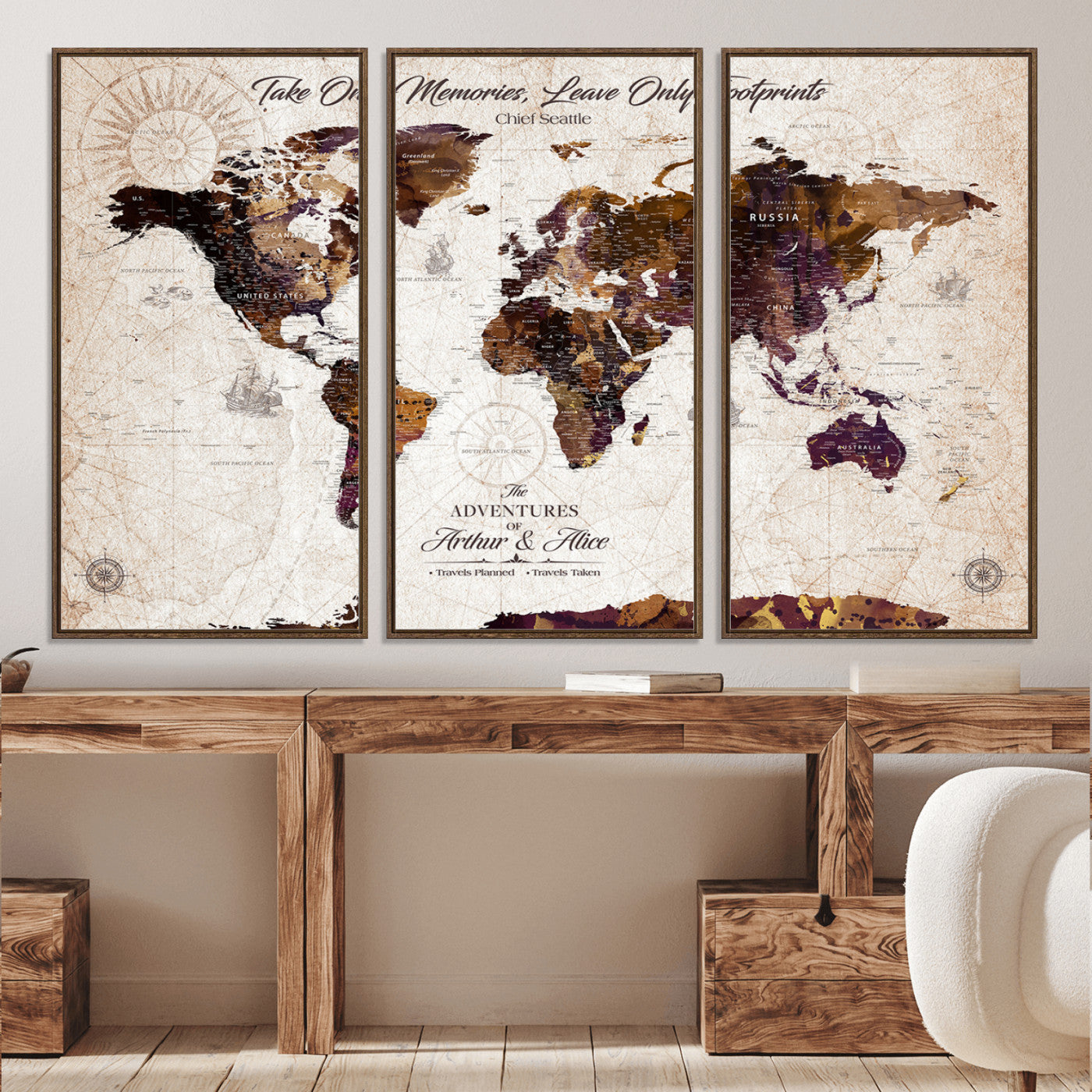 64869039-MGV-CV-36X24-Custom Push Pin World Map Wall Canvas Print – Personalized Travel Tracker with Pins – Framed Large Multi-Size Canvas for Home Office Decor