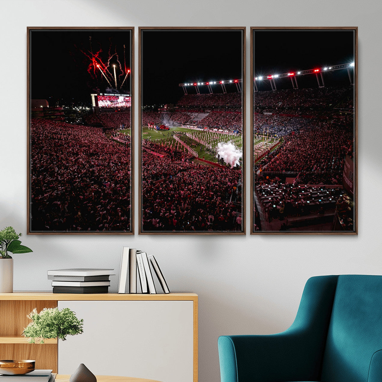 60690191-MGV-FC-48X32-3P - William Brice Stadium Wall Art Print – Baseball Game Room Artwork Print for Basement Dorm, Home, Office