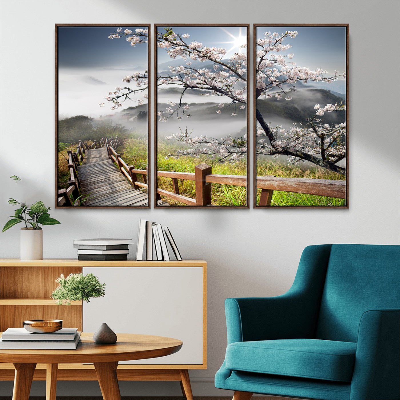 34632598CRY-MGV-CV-36X24-Sakura Cherry Blossom Pathway Canvas Wall Art – Tranquil Walk Through Blossoming Nature – Ready to Hang
