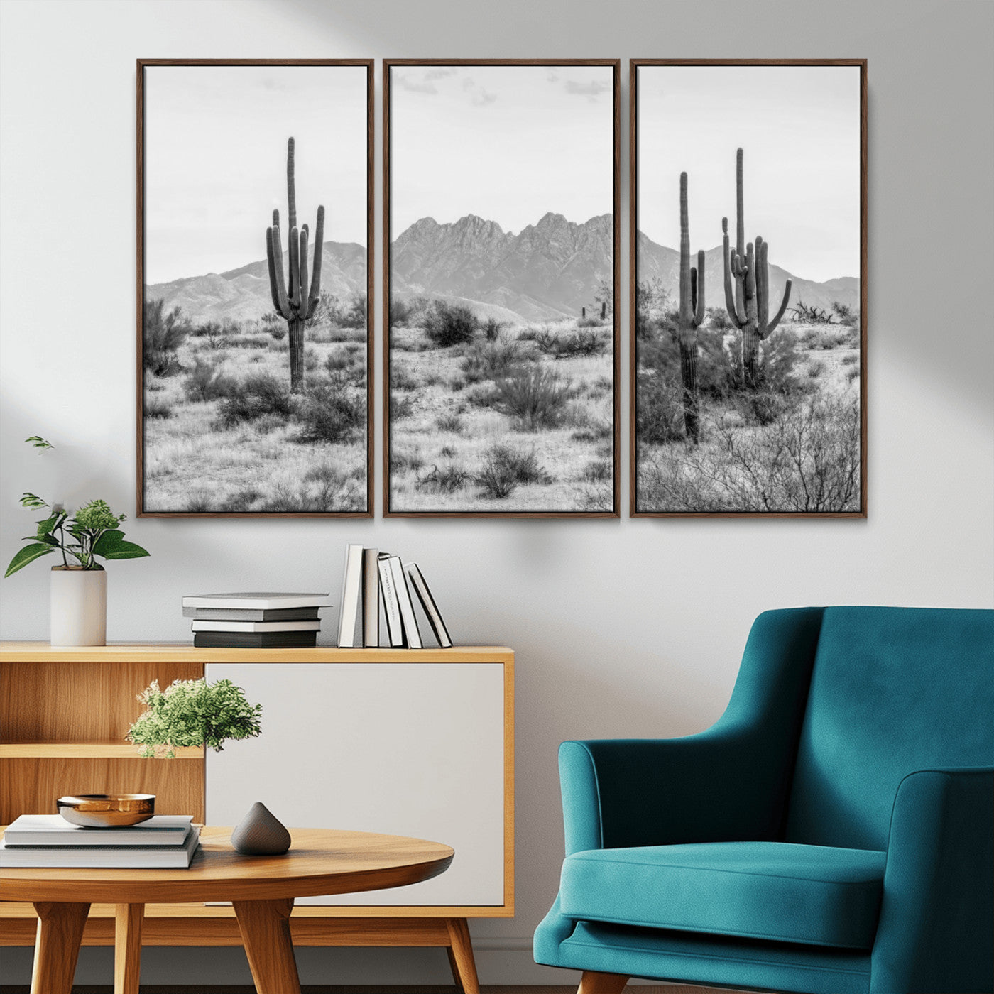 97436PHN-MGV-CV-36X24-Black White Arizona Desert Canvas Wall Art Cactus Farmhouse Wall Art