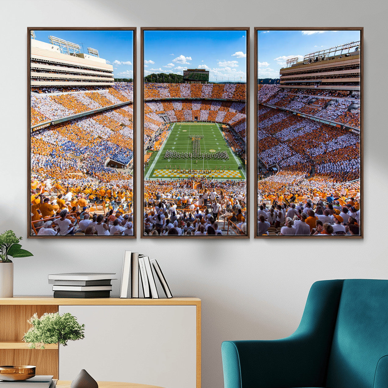 77097951-MGV-FC-48X32-3P - Tennessee Neyland Stadium Wall Art, Sports Arena Canvas Print, Panoramic Stadium Canvas Artwork for Home, Office