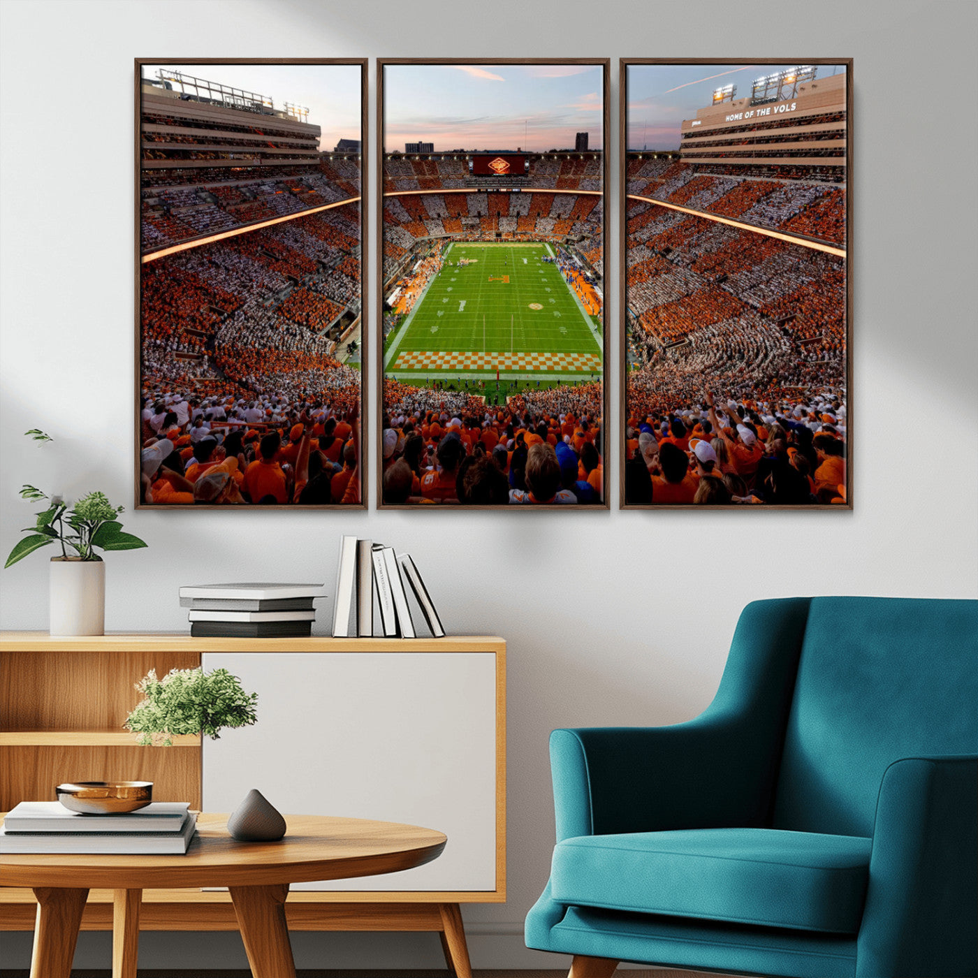 37160229-MGV-CV-48X32-3P-Tennessee Neyland Stadium Wall Art Print, Sports Arena Canvas Wall Art, Panoramic Stadium Canvas Print, Modern Athletic Field Art Printing