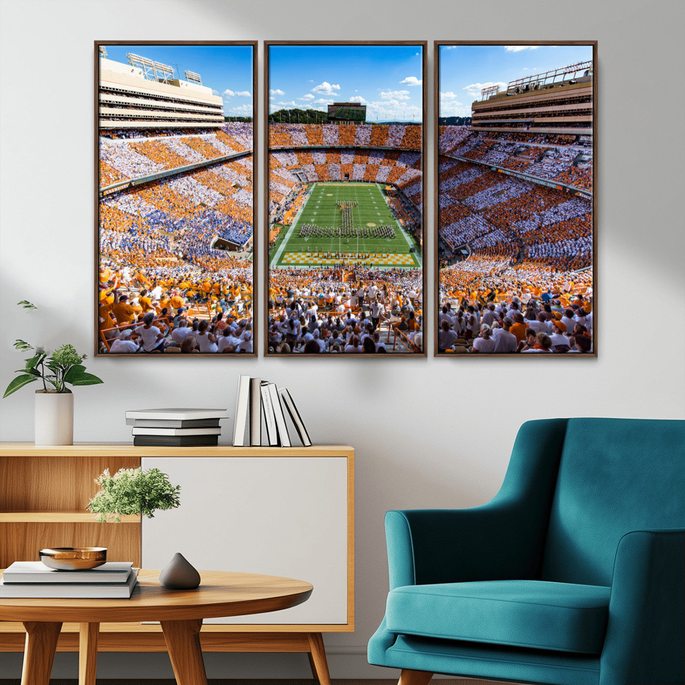 64238859-MGV-CV-48X32-3P-Tennessee Neyland Stadium Wall Art Print, Sports Arena Canvas Wall Art, Panoramic Stadium Canvas Print, Modern Athletic Field Art Printing