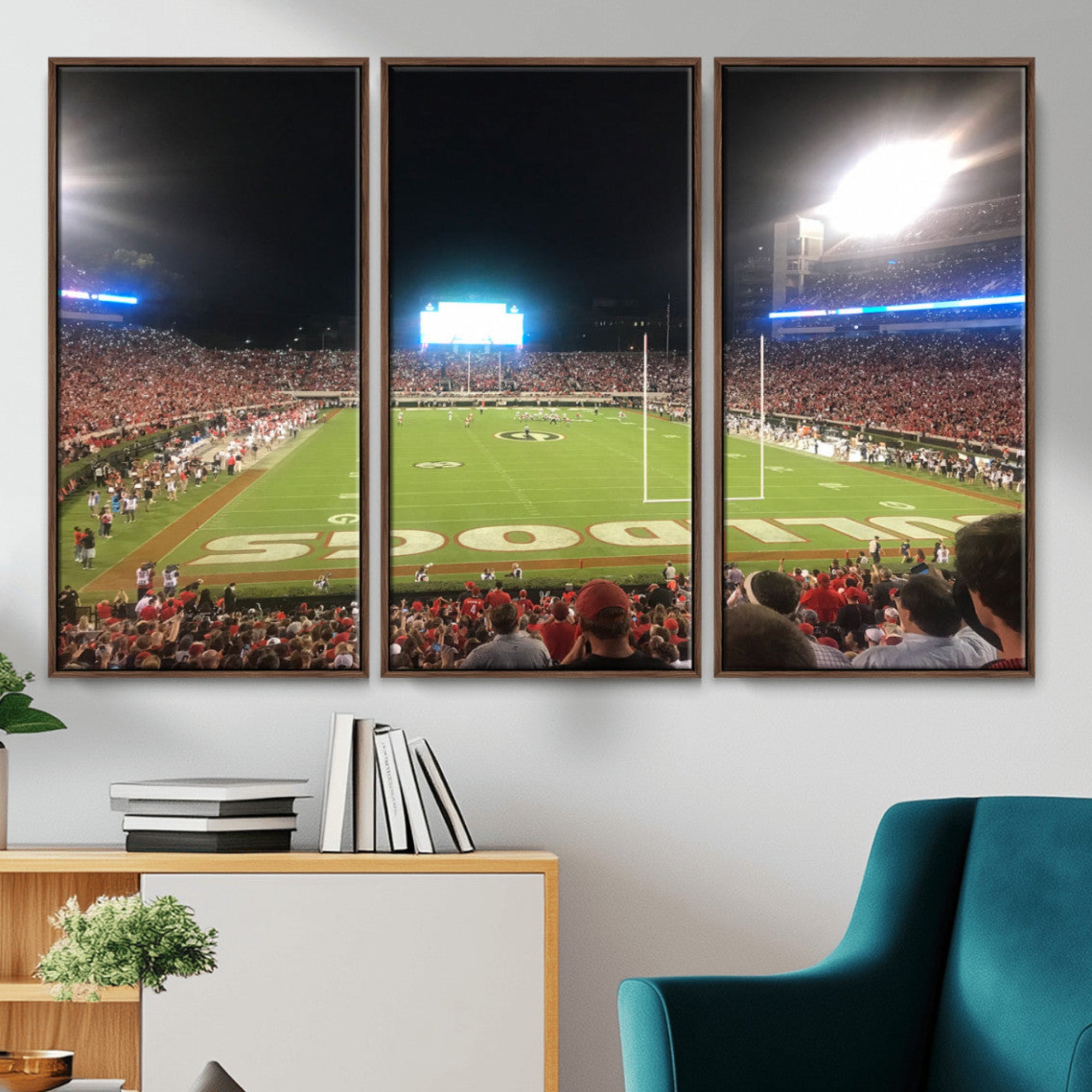 16230786-MGV-CV-48X32-3P-Dooley Stadium Wall Art, Sports Arena Panoramic Canvas Print, Modern Stadium Artwork for Home, Living Room, Office