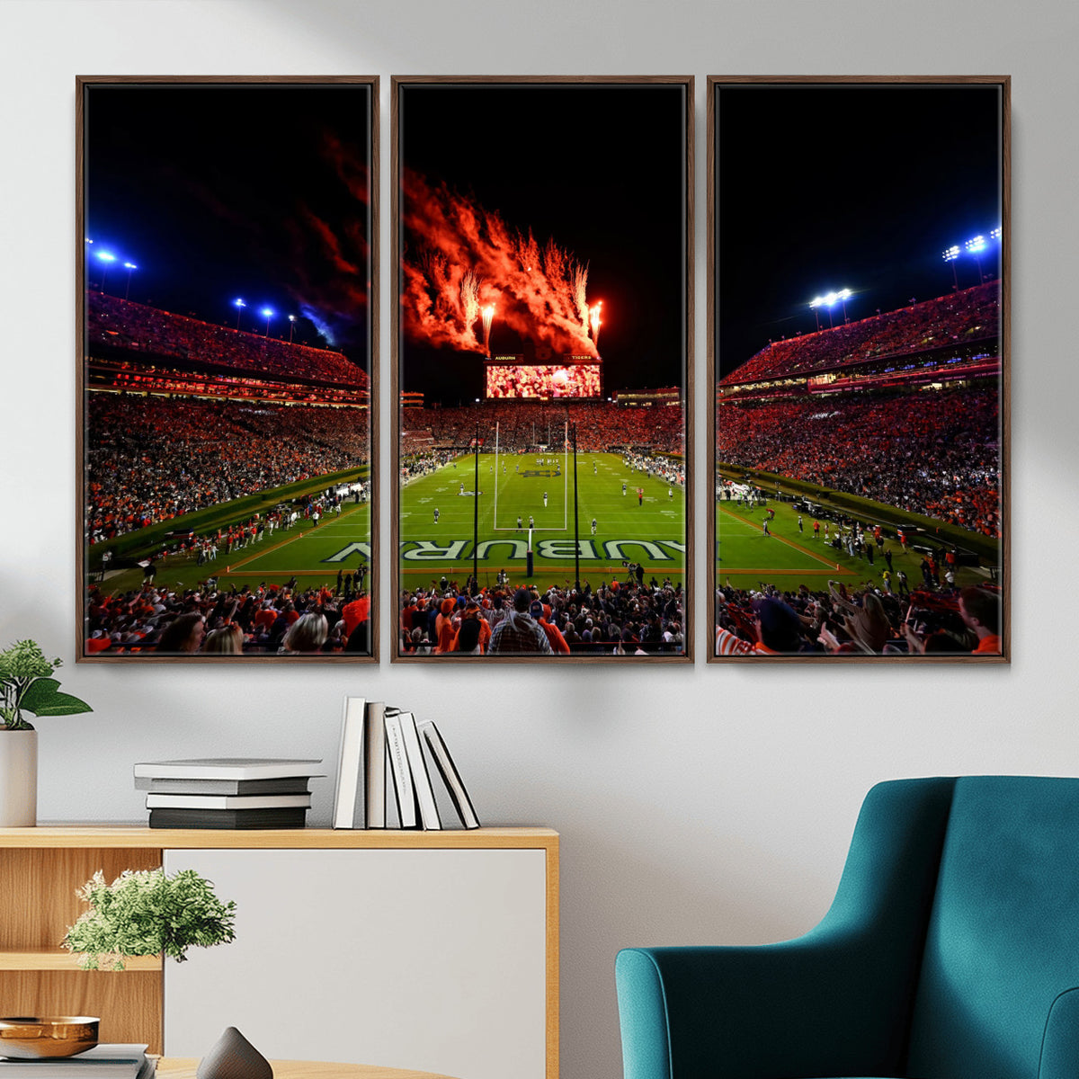 59046876-MGV-CV-36X24 - Jordan-Hare Football Stadium Wall Art Canvas Print, Football Stadium Aerial View