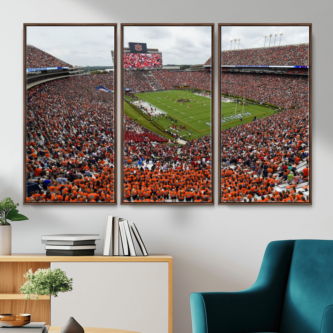 39597998-MGV-CV-36X24-Jordan-Hare Stadium Wall Art Canvas Print, College Sports Art for Man Cave or Game Room, Framed Alabama Football Decor