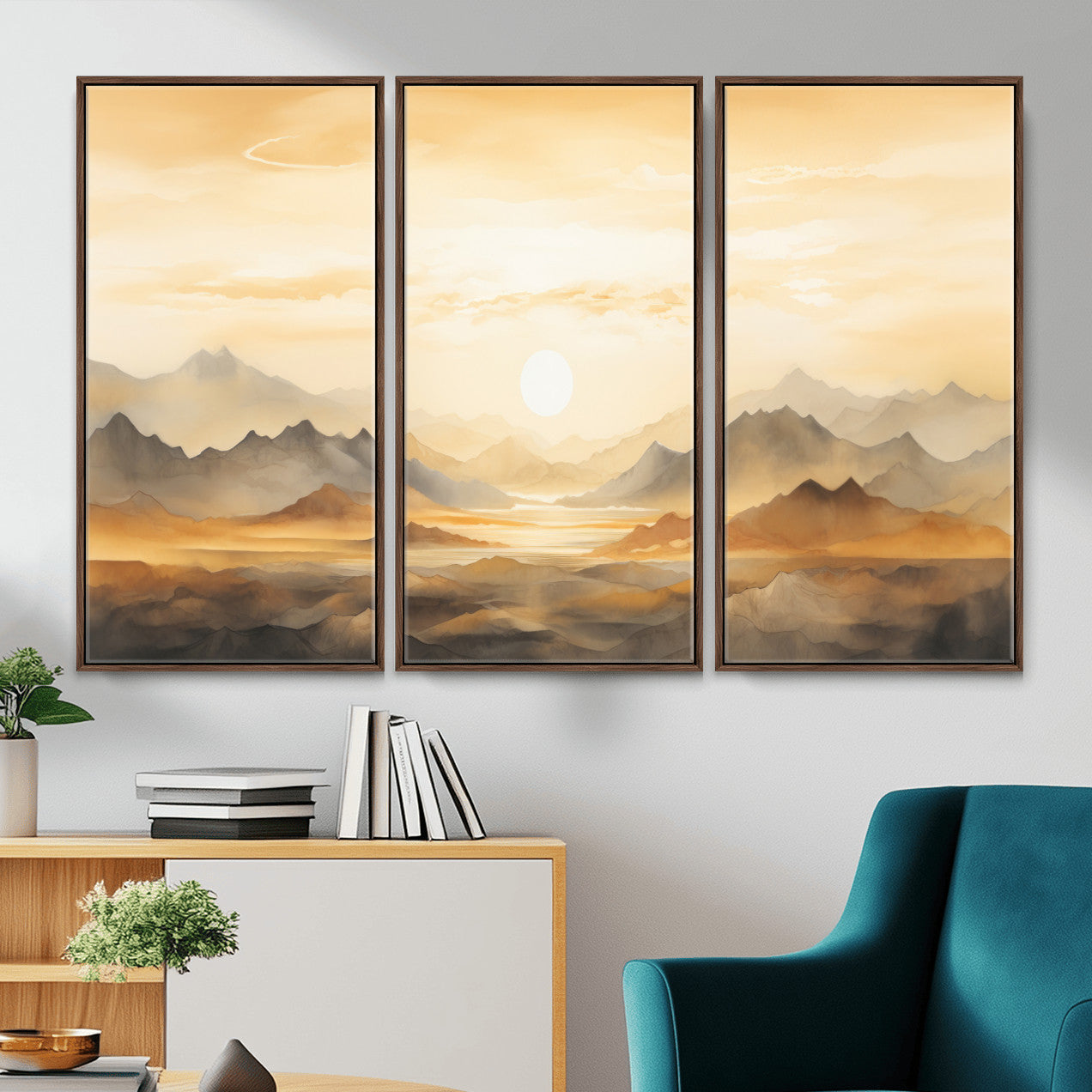 Nihat1-29-MGV-CV-36X24-Sepia Color Abstract Mountain Wall Art Canvas Print