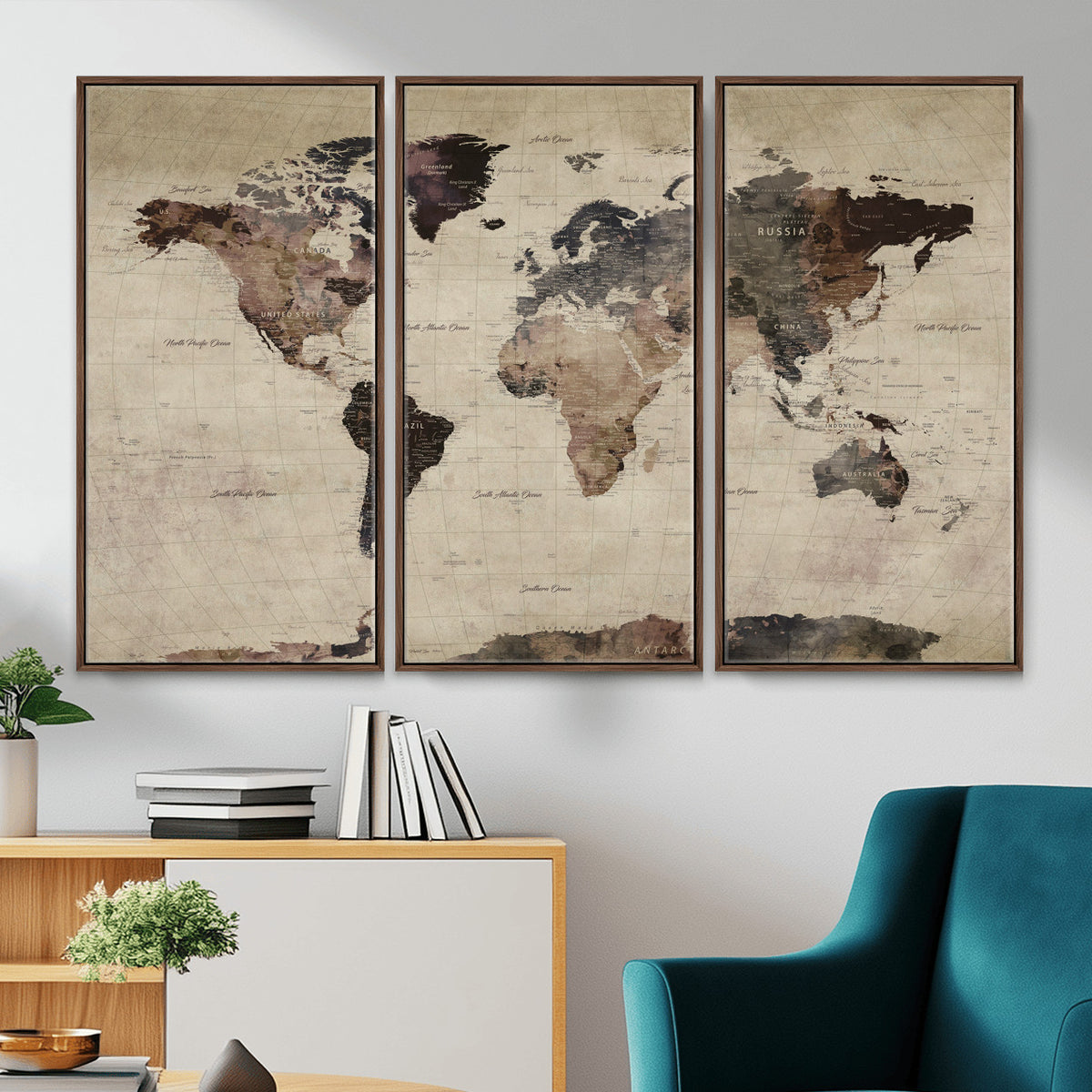 59159103-MGV-CV-36X24 - World Map Canvas Print, Detailed Map of the World, Adventure Gift for Couples and Anniversaries