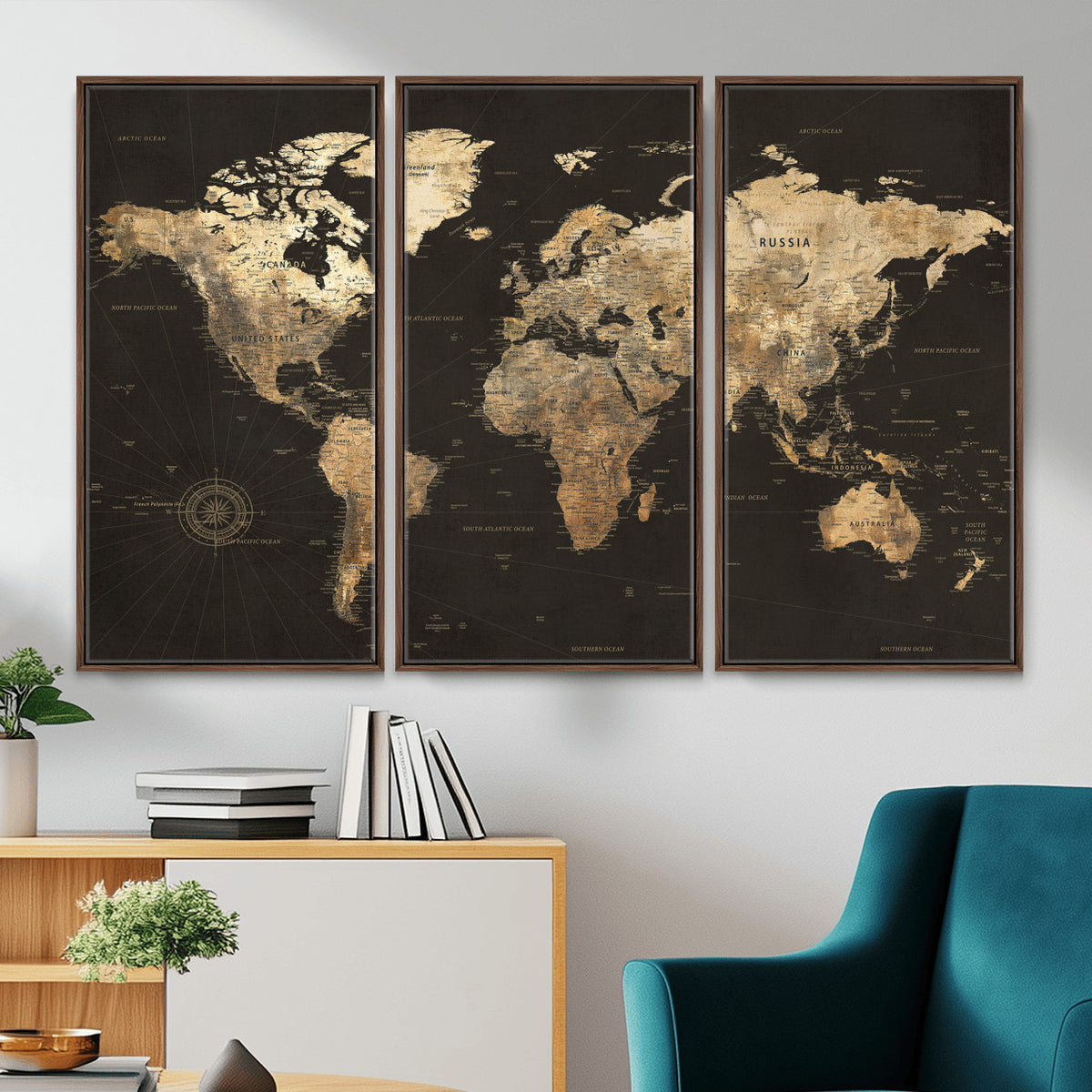 70985630-MGV-CV-36X24 - Framed World Map with Pin Canvas Print – Detailed World Map