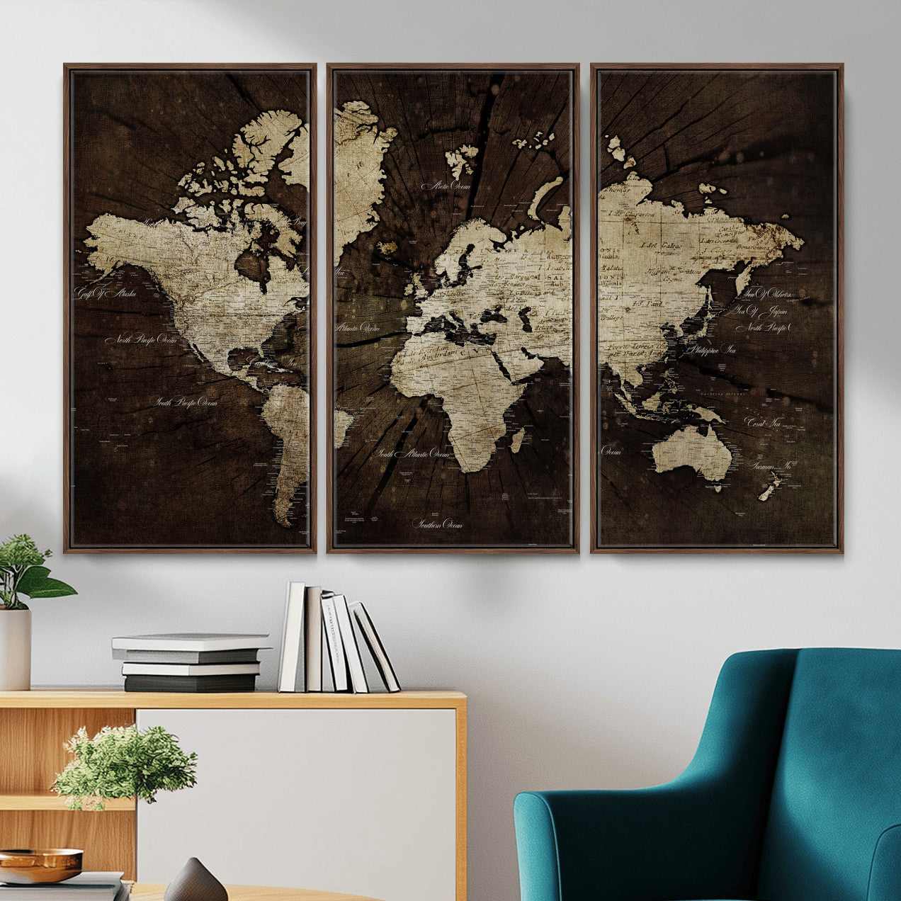 40991509-MGV-CV-36X24 - World Map Wall Art Canvas Print, Modern Decorative Framed Map Artwork Prints for Living Room, Office, Bedroom Wall Decor