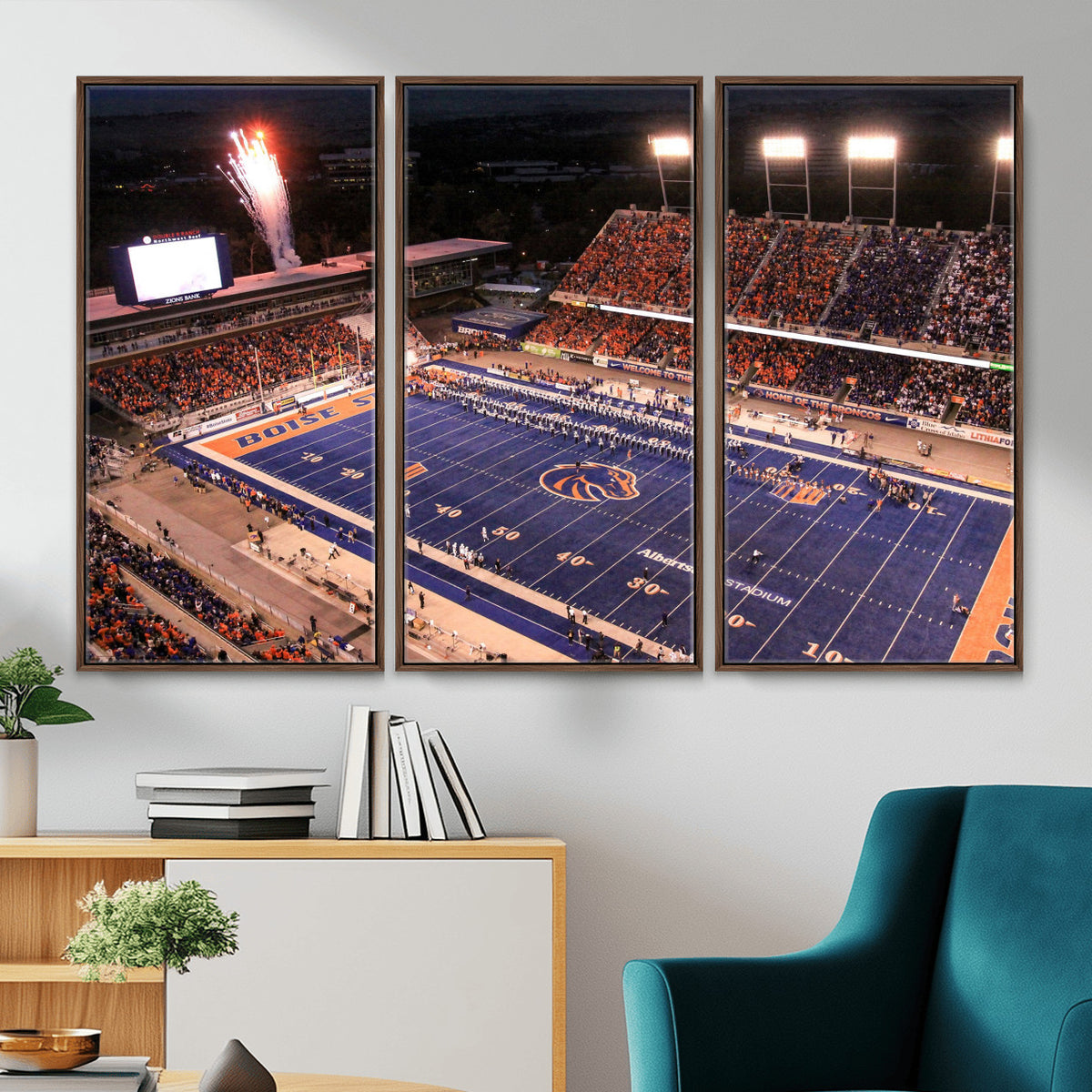 58849575-MGV-CV-36X24 - Boise State Stadium Large Wall Art Canvas Print for Living Room and Game Room Decor