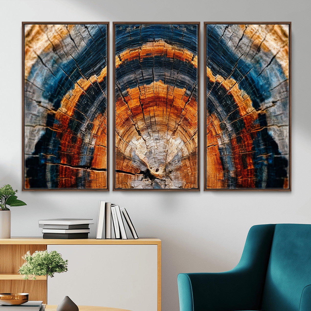 92693966N-MGV-CV-36X24 - Abstract Wood Grain Canvas Print, Tree Ring Pattern Wall Art, Framed Canvas Ready to Hang