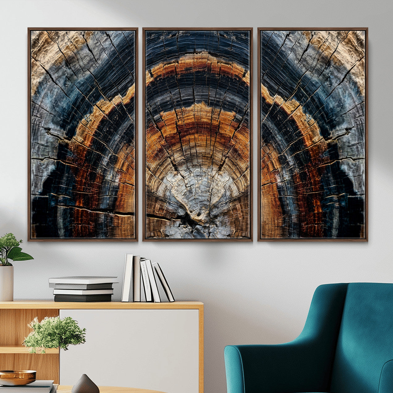 92693966A-MGV-CV-36X24 - Abstract Wood Grain Canvas Print, Tree Ring Pattern Wall Art, Framed Canvas Ready to Hang