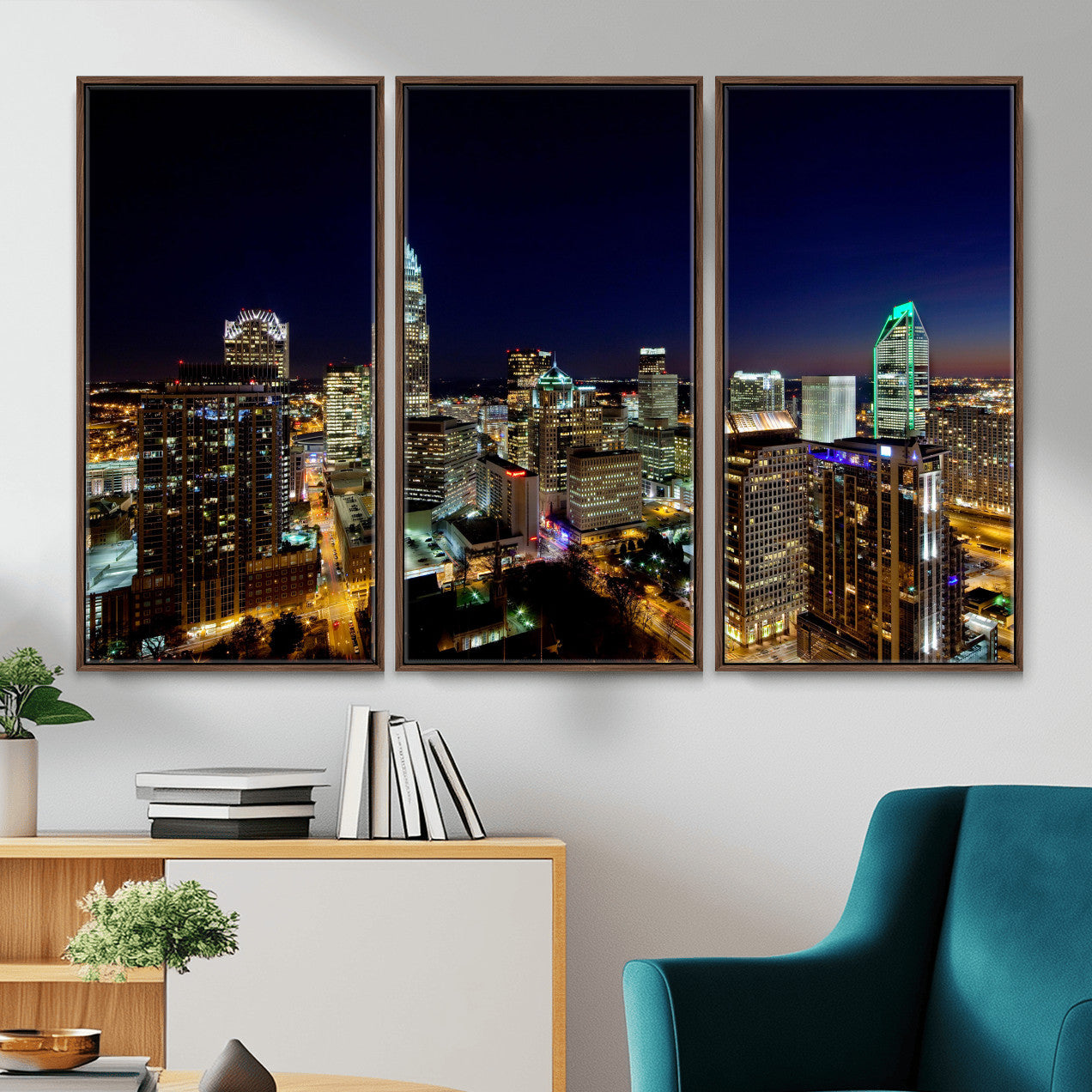 47163738-MGV-CV-36X24 - Atlanta Skyline Wall Art Canvas Print, Atlanta Downtown Night Cityscape Print for Modern Urban Wall Decor