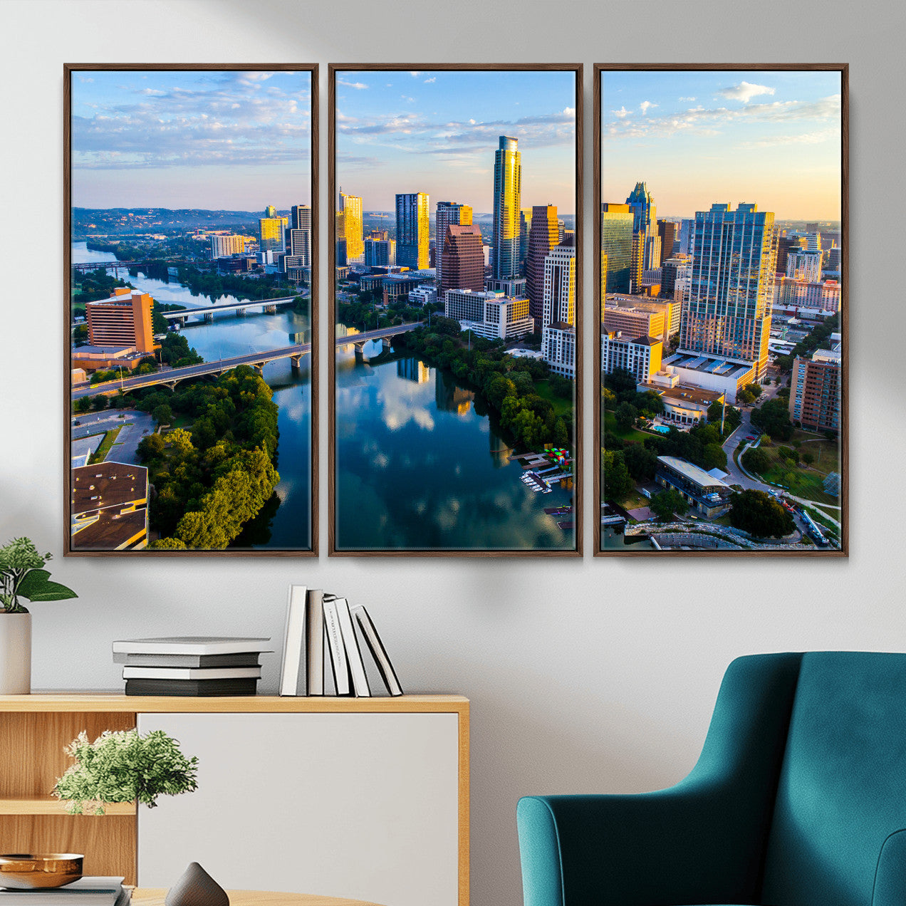 33675326-MGV-CV-36X24 - Austin Skyline Wall Art Canvas Print, Austin Downtown Night Cityscape Print for Modern Urban Wall Decor