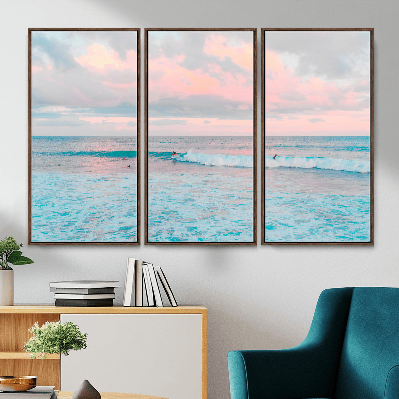 73216461-MGV-CV-36X24 - Ocean Wave Wall Art Canvas Print, Pastel Surf Seascape Photography, Coastal Beach Wall Decor