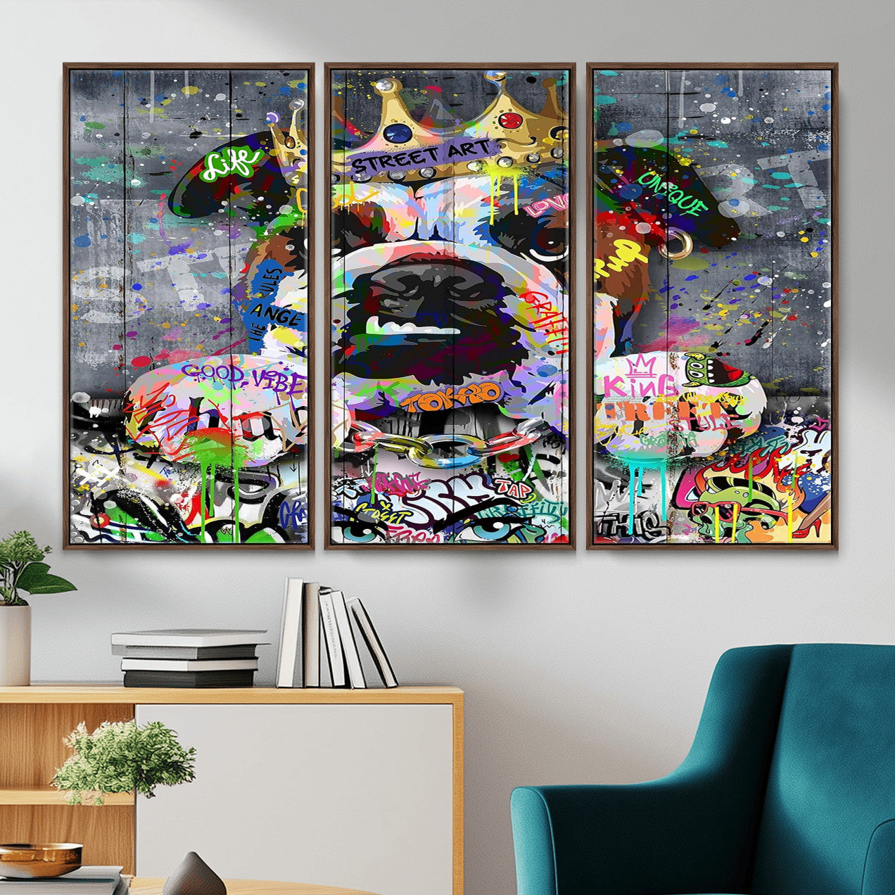 45209731-MGV-CV-36X24 - Dog Wall Decor for Teen Bedroom Decor - Graffiti Animal Canvas Wall Art for Teen Room Decor - Abstract Wall Painting Ready to Hang