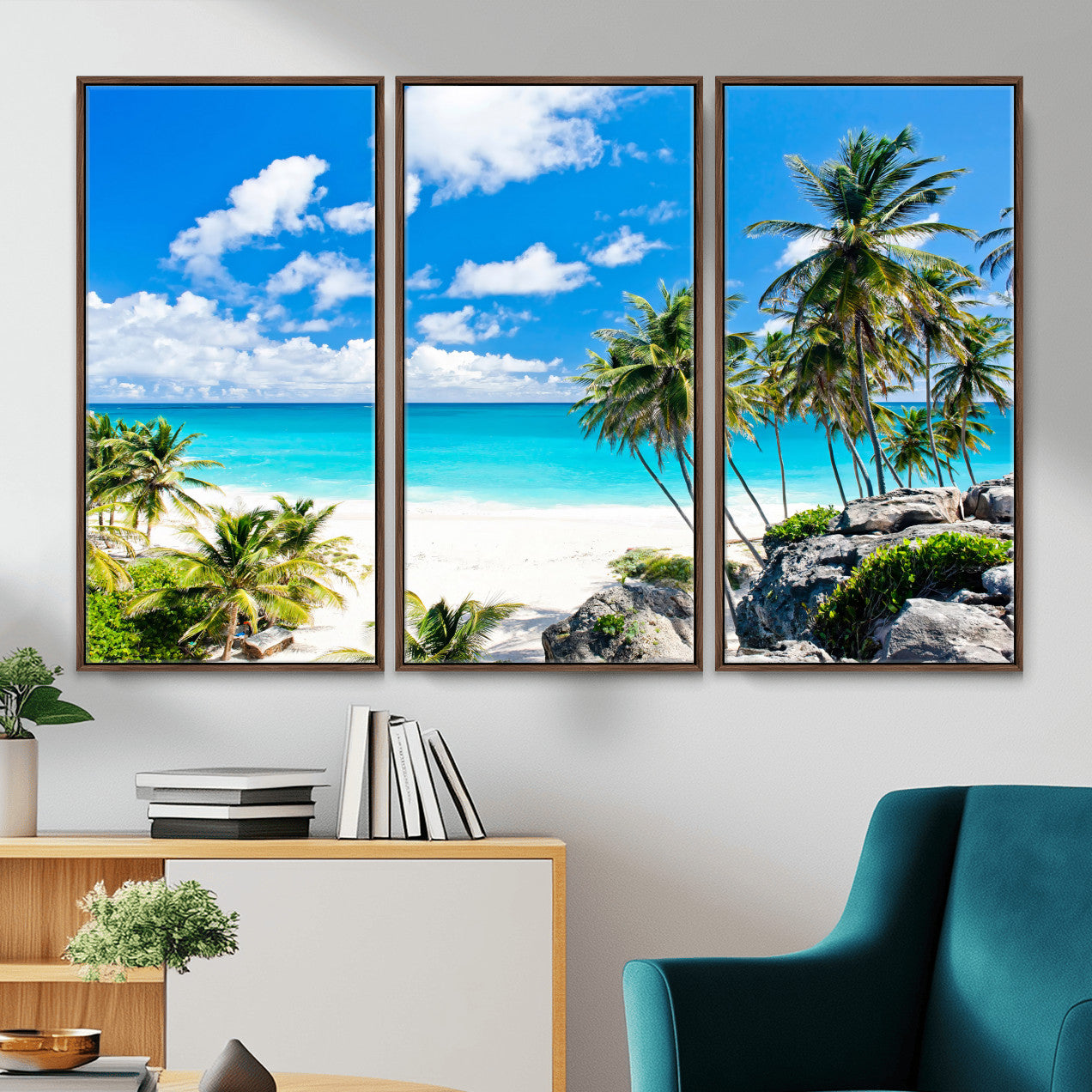 51097197-MGV-CV-36X24 - Tropical Beach Wall Art Canvas Print, Palm Tree Ocean Landscape Photography, Caribbean Coastal Artwork