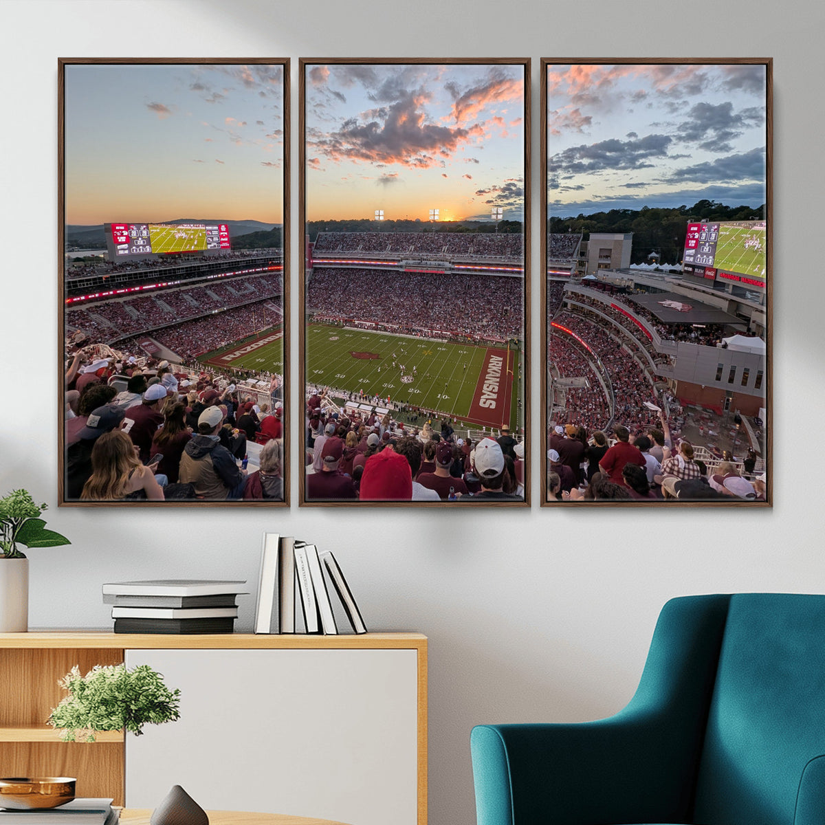 71837429-MGV-CV-36X24 - Donald W. Reynolds Razorback Stadium Wall Art Canvas Print – Arkansas Razorbacks Football Artwork for Home, Office, and Sports Room Decor