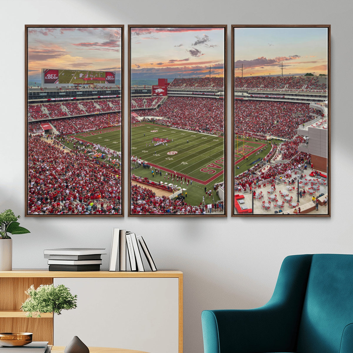 82233065-MGV-CV-36X24 - Donald W. Reynolds Razorback Stadium Wall Art Canvas Print – Arkansas Razorbacks Football Artwork for Home, Office, and Sports Room Decor