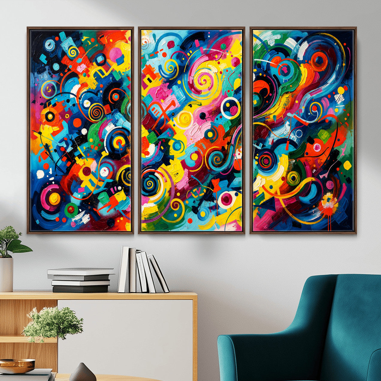 4712069R1-MGV-CV-36X24 - Geometric Abstract Wall Art Canvas Print, Bold Color Abstract Expressionist Painting Print, Modern Geometric Abstract Canvas Art