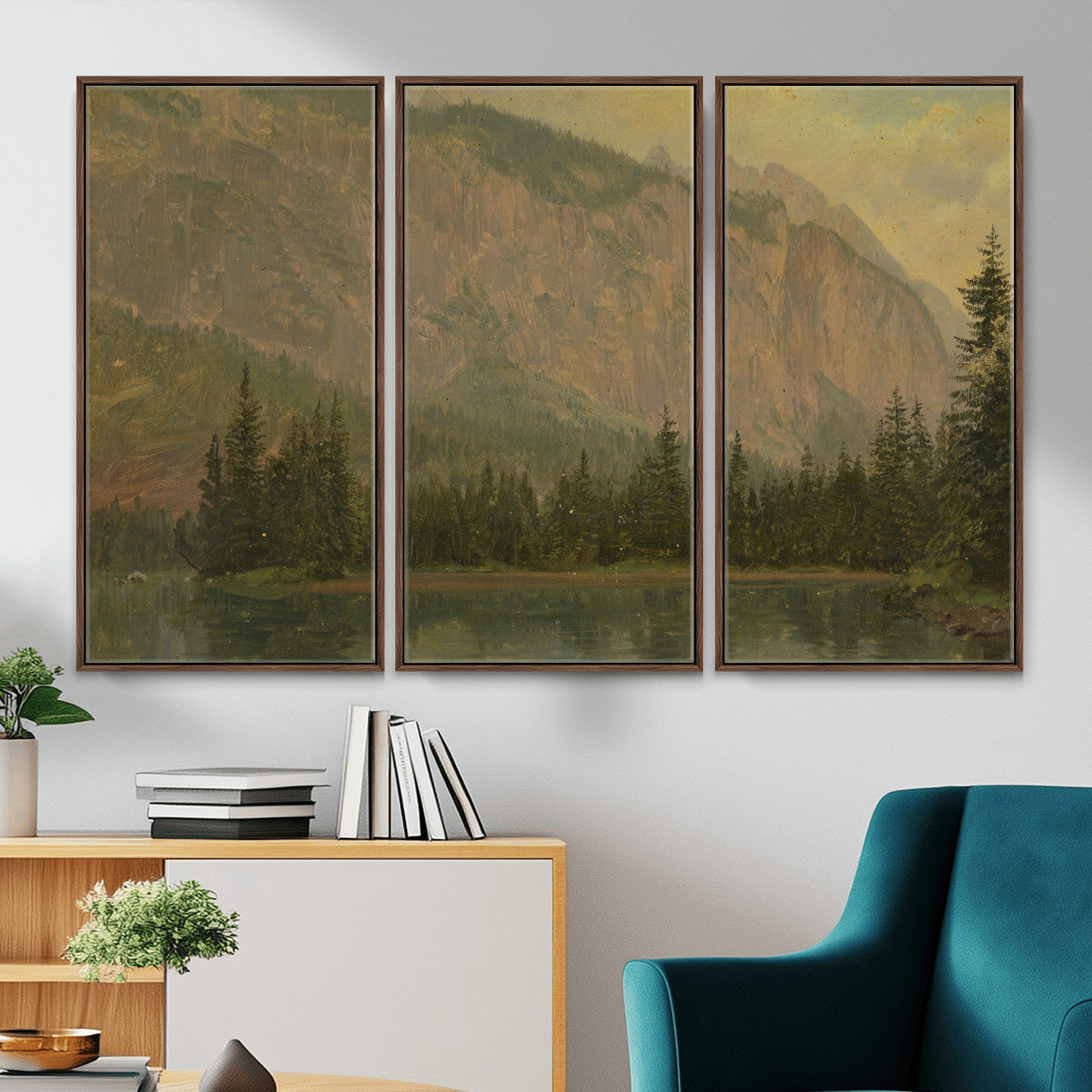 76844524-MGV-CV-36X24 - Frederic Edwin Church Hintersee Canvas Print, Hudson River School Mountain Lake Painting 1868, American Romantic Landscape, Vintage Nature Wall Art