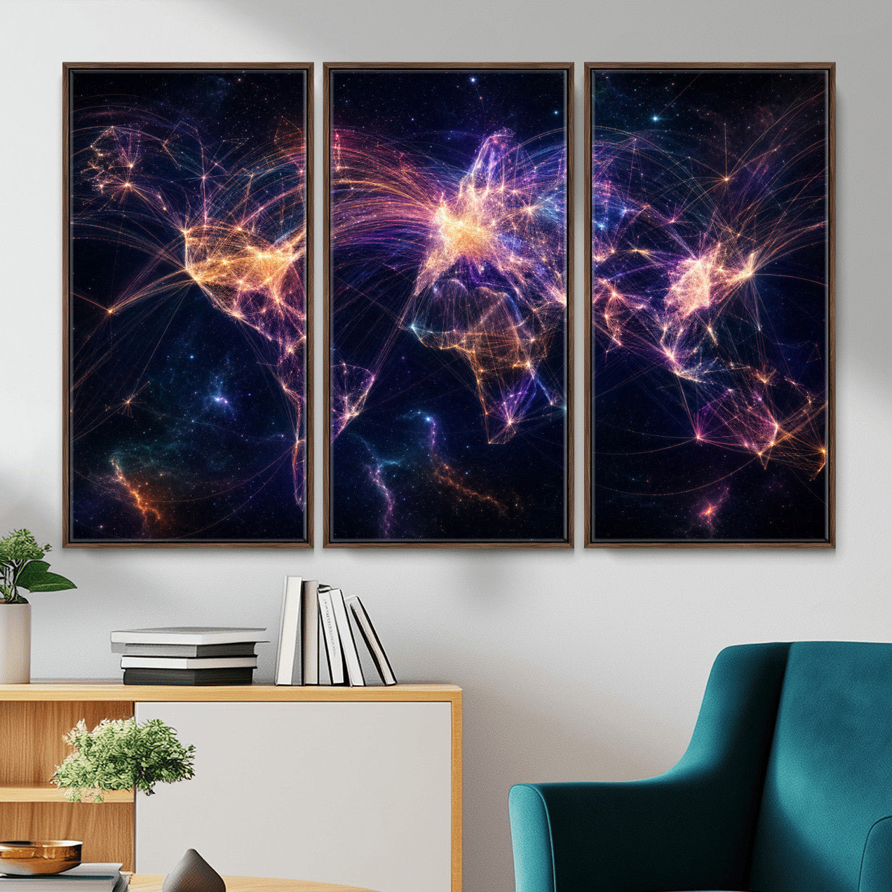75155491-MGV-CV-36X24 - Global Flight Routes Map Canvas Wall Art, Worldwide Aviation Network Print, International Air Travel Wall Decor