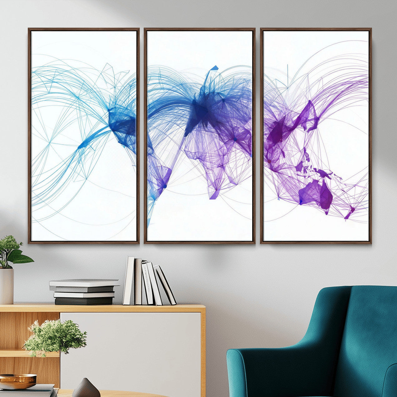 75155491-MGV-CV-48X32-3P - Global Flight Routes Map Canvas Wall Art, Worldwide Aviation Network Print, International Air Travel Wall Decor
