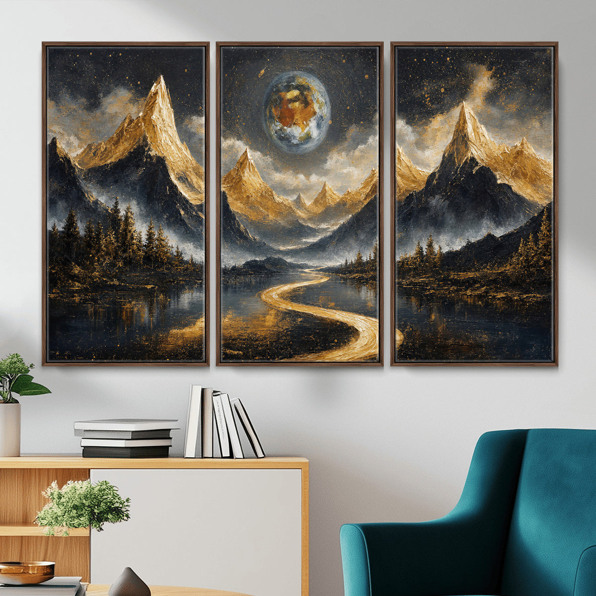 34202127-MGV-CV-36X24 - Abstract Mountain Wall Art Canvas Print Modern Landscape Painting Print