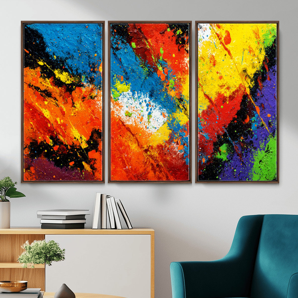 74888753-MGV-CV-36X24 - Vibrant Blue Abstract Canvas Wall Art Colorful Impasto Oil Painting Print