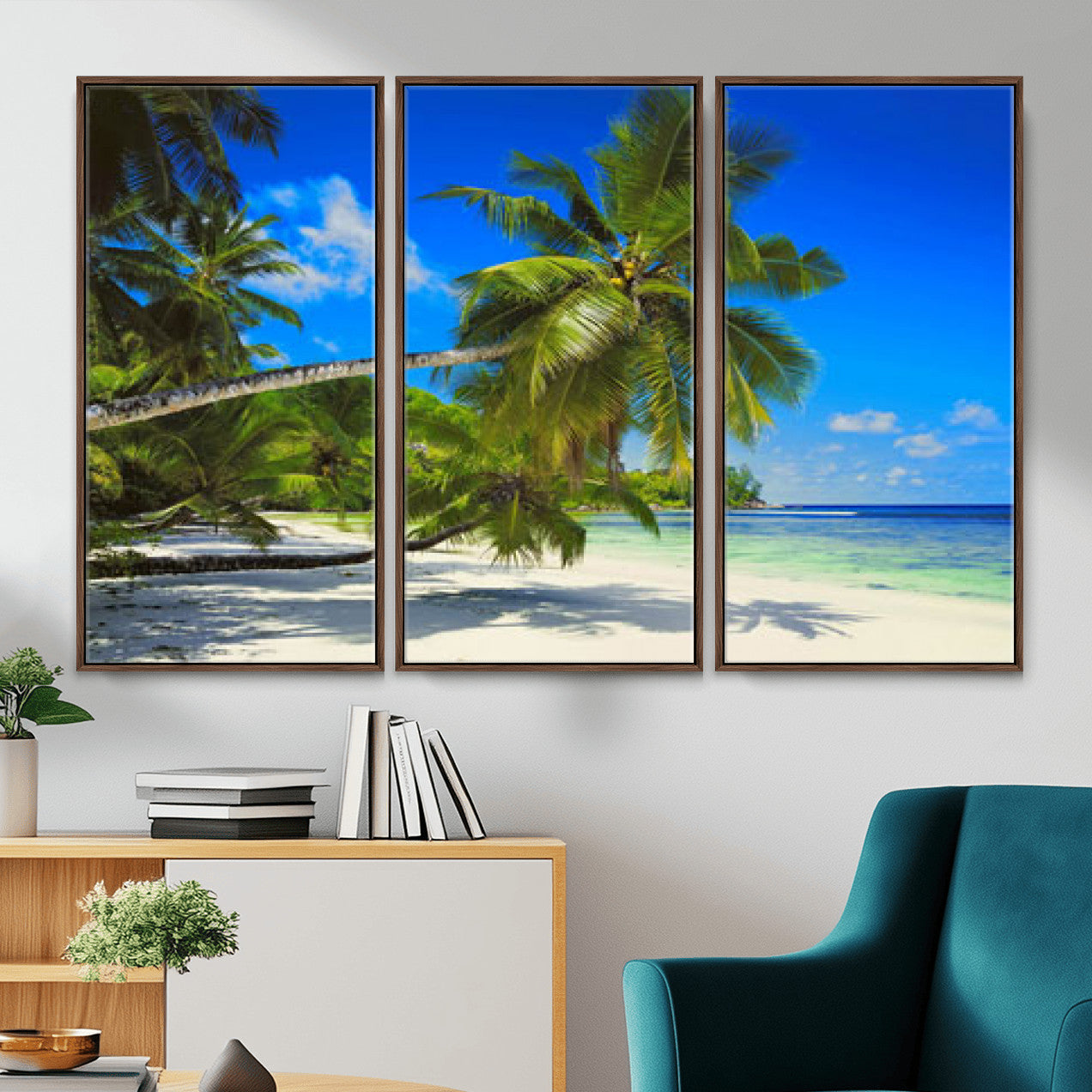 20475280-MGV-CV-36X24 - Tropical Island Coconut Palm Trees Wall Art Canvas Print - Turquoise Beach Print for Nautical Home Decor