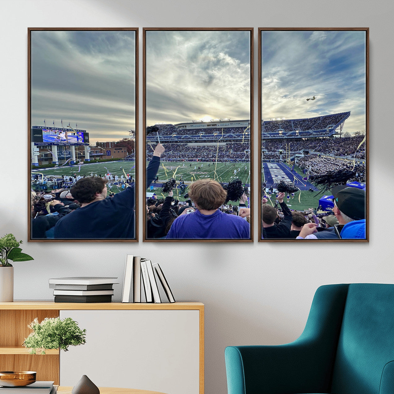 400867JMU-MGV-CV-36X24 - JMU Stadium Wall Art Canvas Print for Game Room Decor - James Madison University Stadium