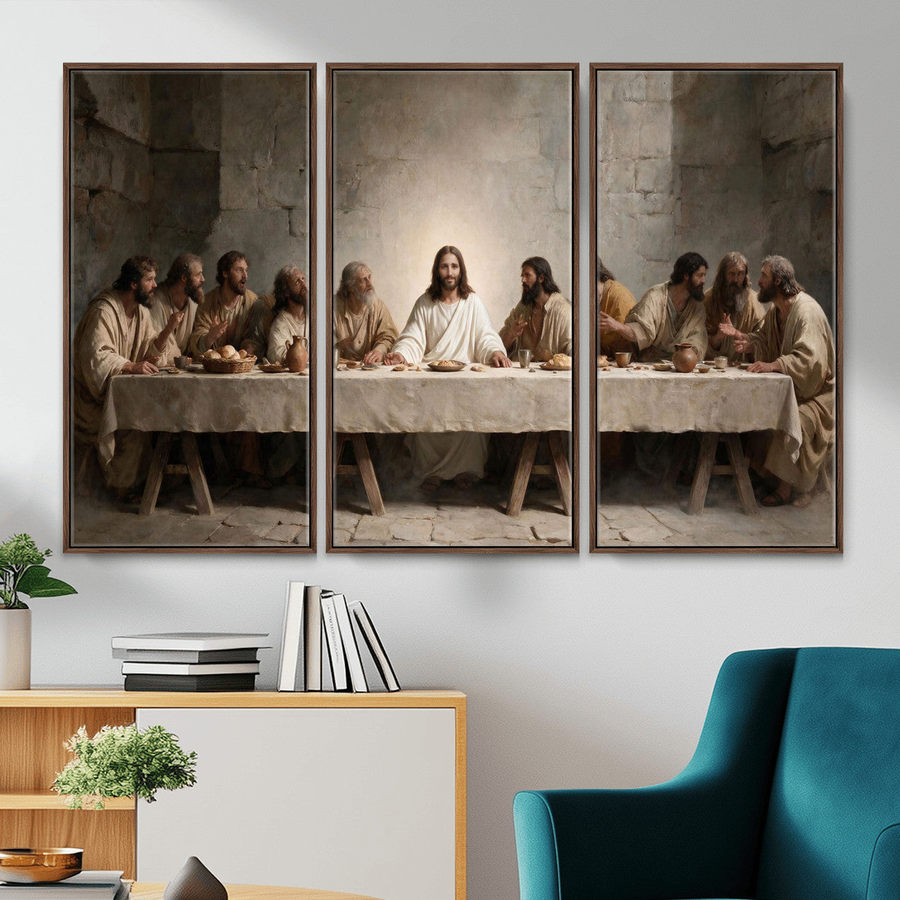 69633087-MGV-CV-36X24 - The Last Supper of Jesus Christ Wall Art Canvas Print - Classical Christian Faith Home Decor