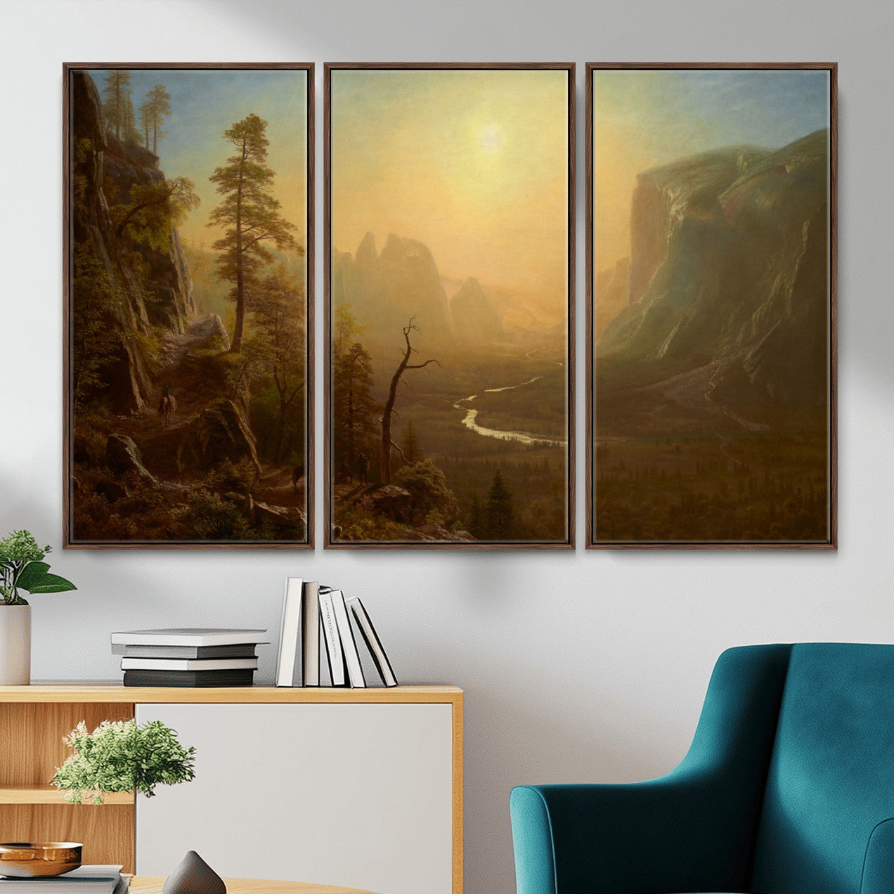 32350988-MGV-CV-36X24 - Albert Bierstadt Among the Sierra Nevada California Yosemite Wall Art Canvas Print, Classic Fine Art Painting Print
