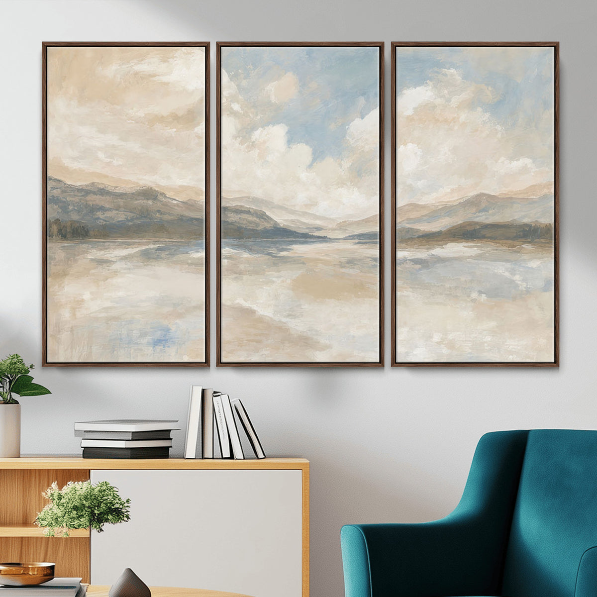 12998065-MGV-CV-36X24 - Serene Mountain and Lake Landscape Canvas Wall Art
